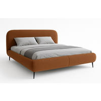 BETT Terrakotta ELLE Gepolstert 180x200 cm Ausziehbar - Schwarz/Orange, Kunststoff/Textil (180/200cm) - Sepro Meble