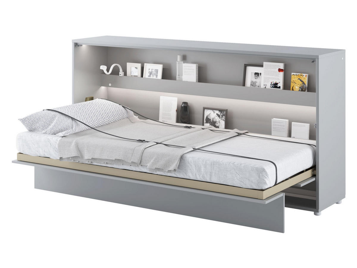 SCHRANKBETT Bed-Concept BC-06 90x200 mit LED-Lampe - Grau, Holz/Holzwerkstoff (90/200cm) - MIRJAN24