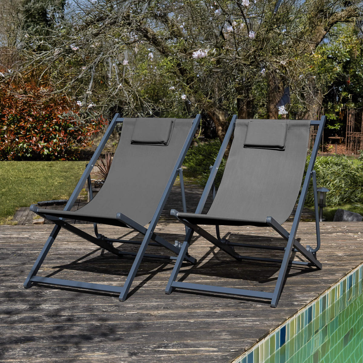 GARTEN-RELAXSESSEL Dunkelgrau 58/92/93 cm - Grau, Metall (58/93/92cm) - Mobili Rebecca