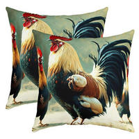 KISSENBEZÜGE 50 x 50 cm 2-teiliges Set Hahn Bauernhaus Stil - Multicolor, Textil (50/50cm)