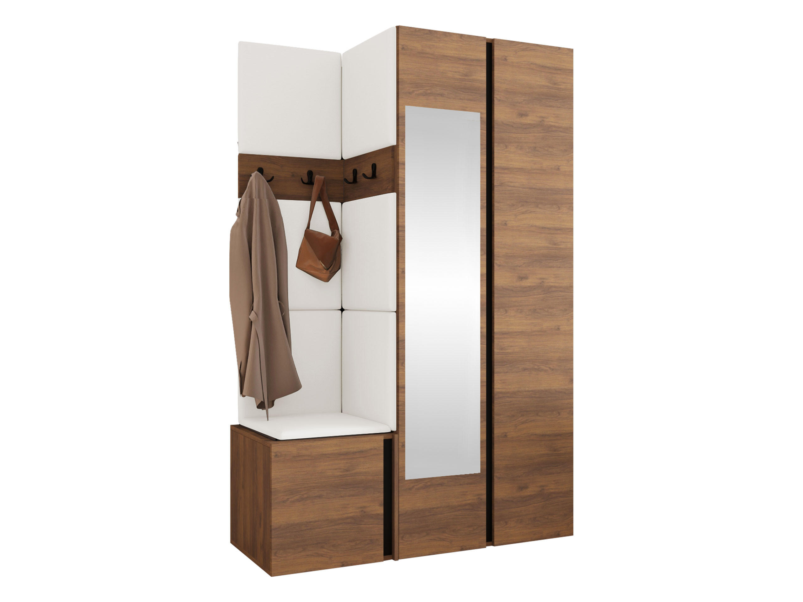 MOBILIER PENTRU HOL Orion XXVI - alb/culoare lemn de nuc, material plastic/compozit lemnos (116/186/46cm) - MIRJAN24