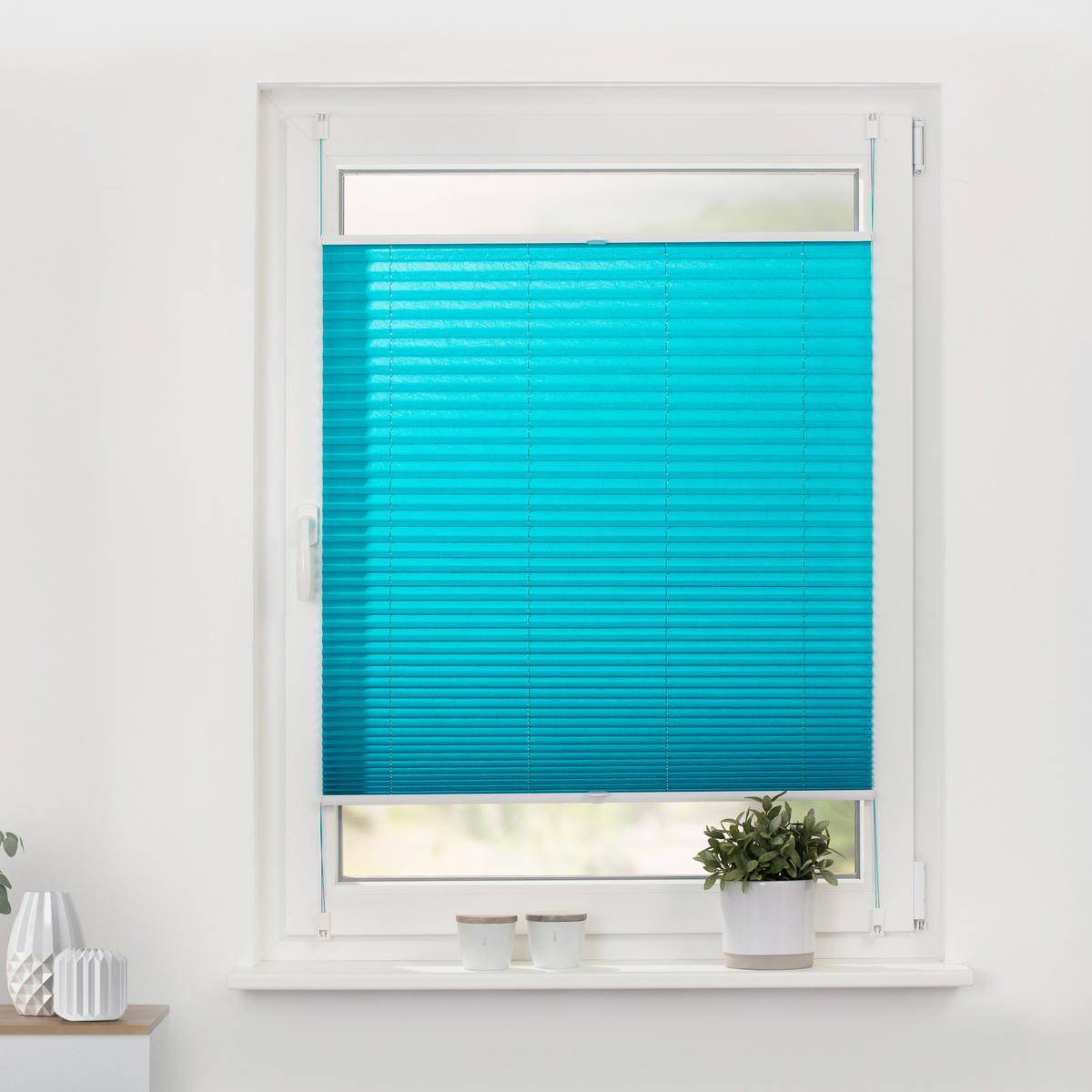 PLISSEE KLEMMFIX, OHNE BOHREN, VERSPANNT - Blau, Kunststoff (90/210cm) - Lichtblick Original
