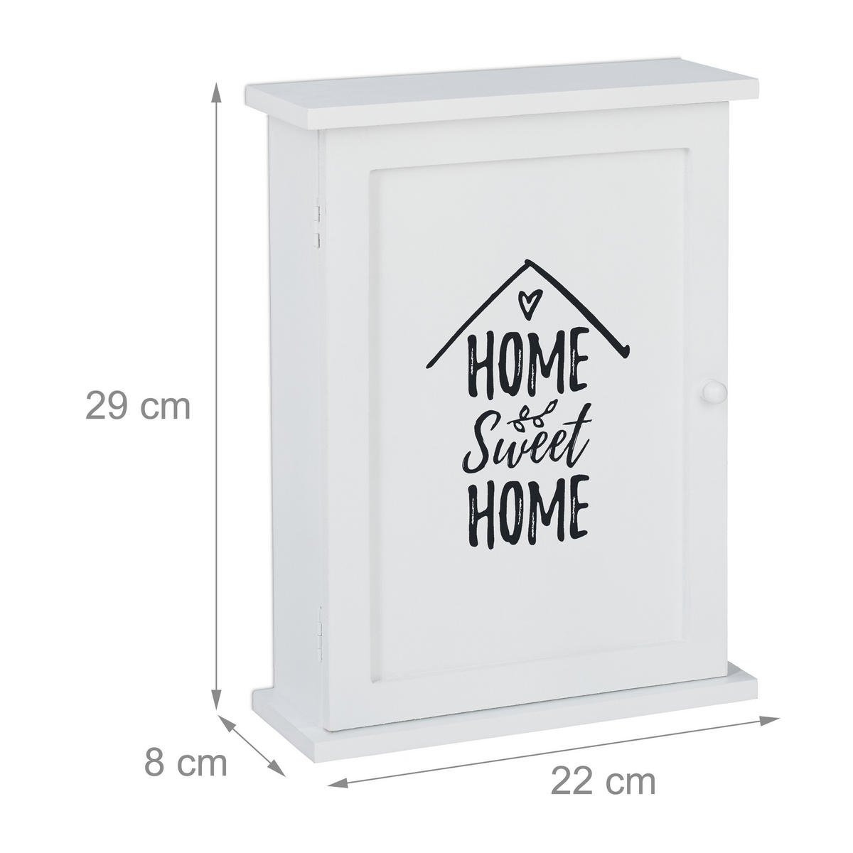 SKRINKA na kľúče - biela, kov/kompozitné drevo (22/29/8cm) - Relaxdays