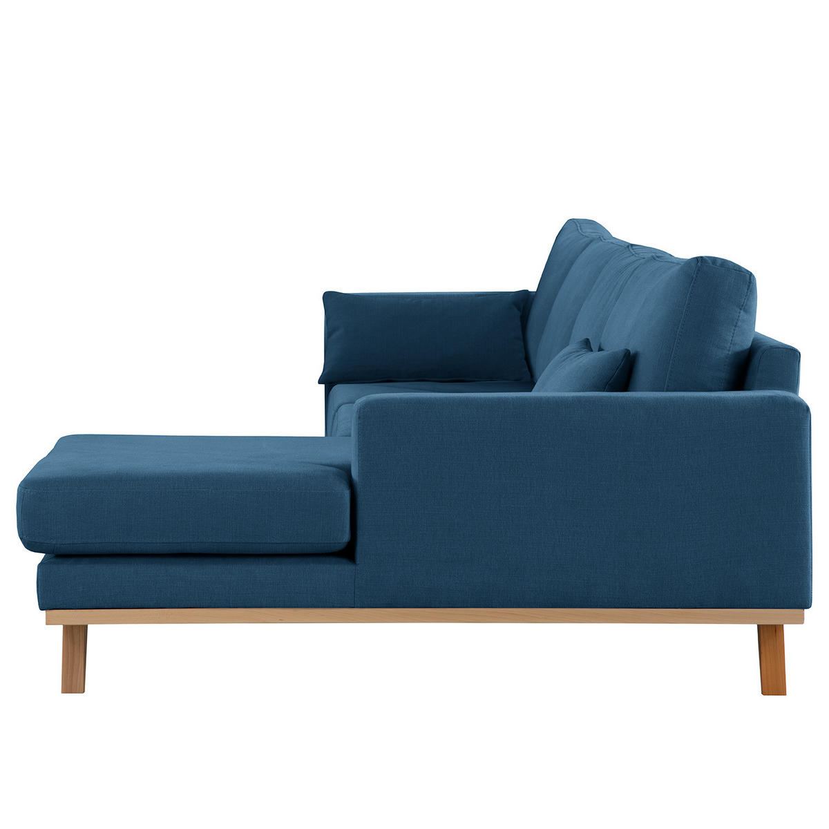 ECKSOFA mit Longchair - Buchefarben/Blaugrau, Buchenholz/Textil (281/153cm) - home24