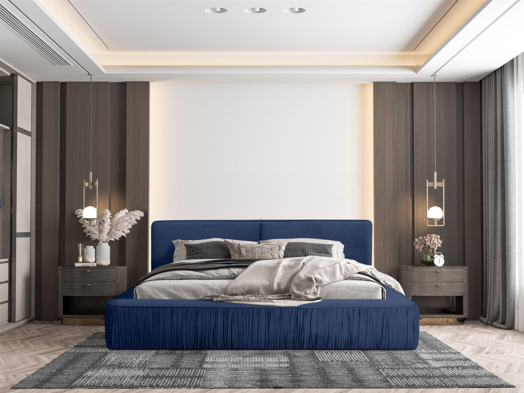 POLSTERBETT Lexie In Riviera Komplett - Blau, Holzwerkstoff/Textil (180/200cm) - Fun Möbel