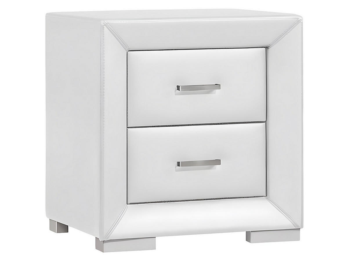 NACHTTISCH - 51.5 cm x 43 cm - Kunstleder - Weiß - CAPITOLE - Weiß, Leder (51.5/54.5/43cm) - Vente-Unique