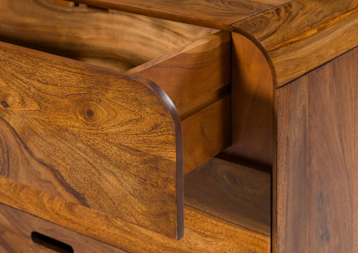 KOMMODE Sheesham 90x40x75 hellbraun lackiert MAILAND #103 - Braun, Holz (90/75/40cm) - Massivmoebel24