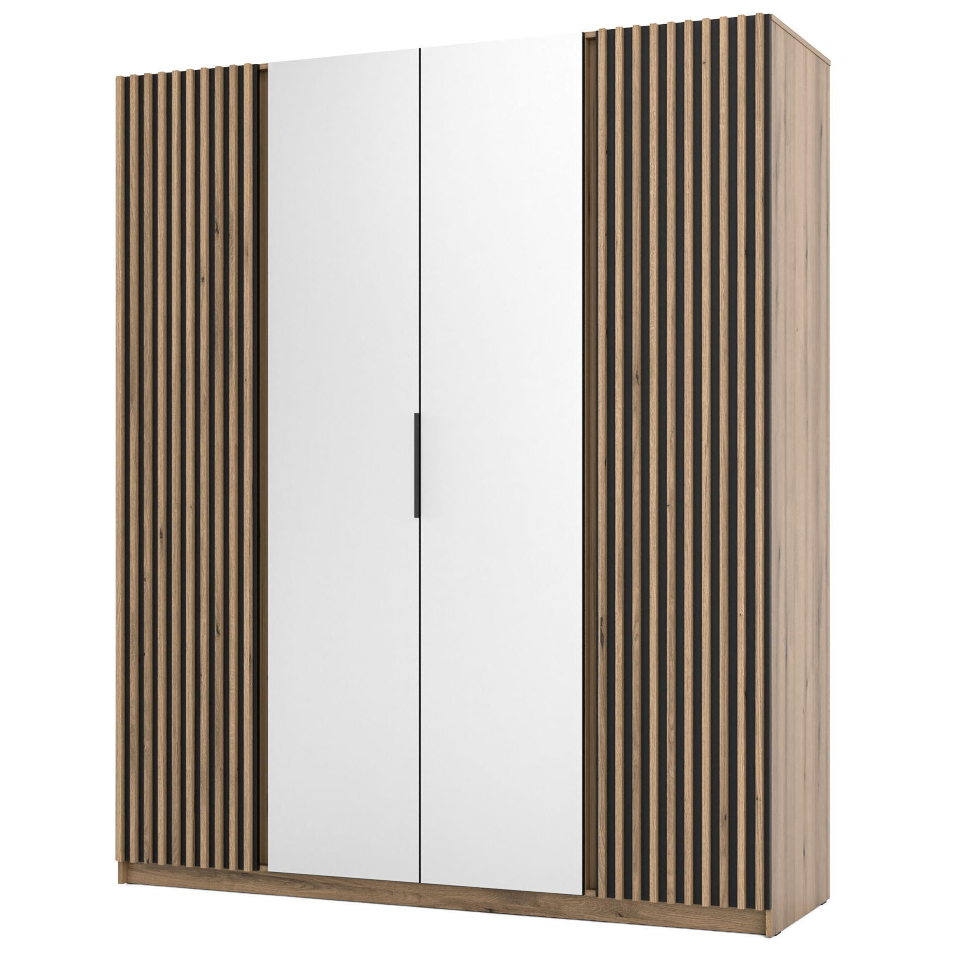 KLEIDERSCHRANK Kaja Schwarz/Eiche 200 cm - Schwarz, Holzwerkstoff/Metall (200/239/61.9cm) - Selsey