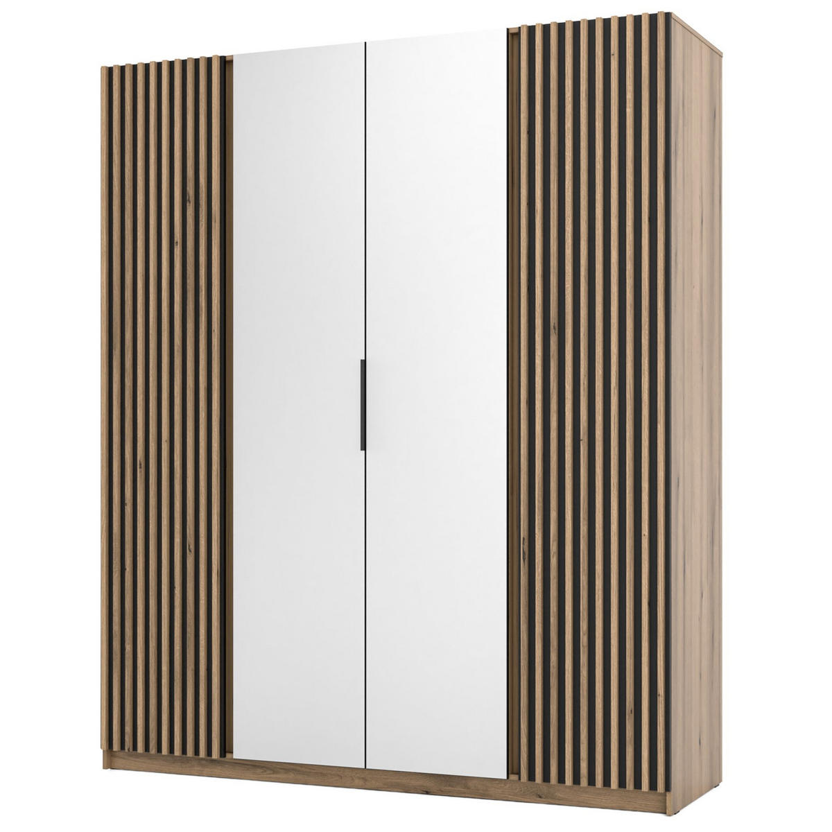 KLEIDERSCHRANK Kaja Schwarz/Eiche 200 cm - Schwarz, Holzwerkstoff/Metall (200/239/61.9cm) - Selsey