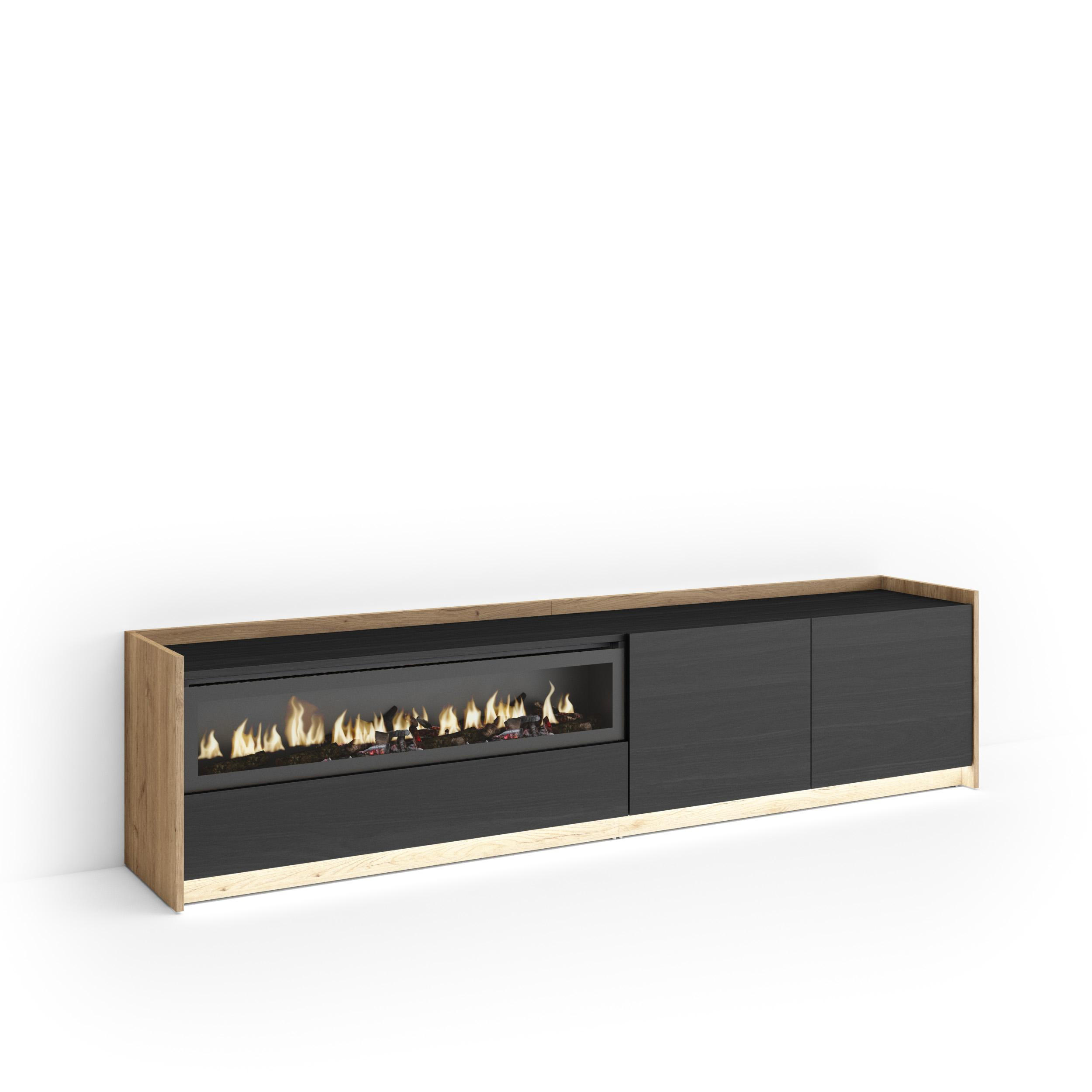 Skraut Home Lowboard, Schwarz 207x50x37 cm