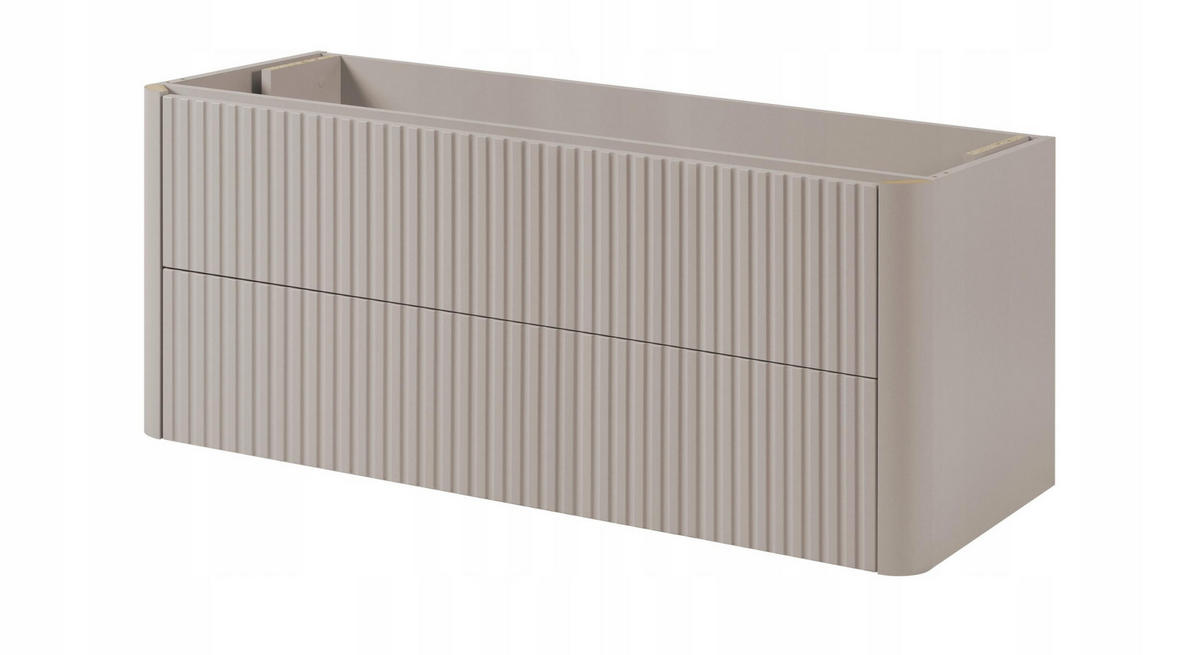 WASCHBECKENUNTERSCHRANK LINEA hängend geriffelt Kaschmir matt 120/48/44 cm - Kaschmir, Holzwerkstoff (120/48.4/43.7cm) - Rodan