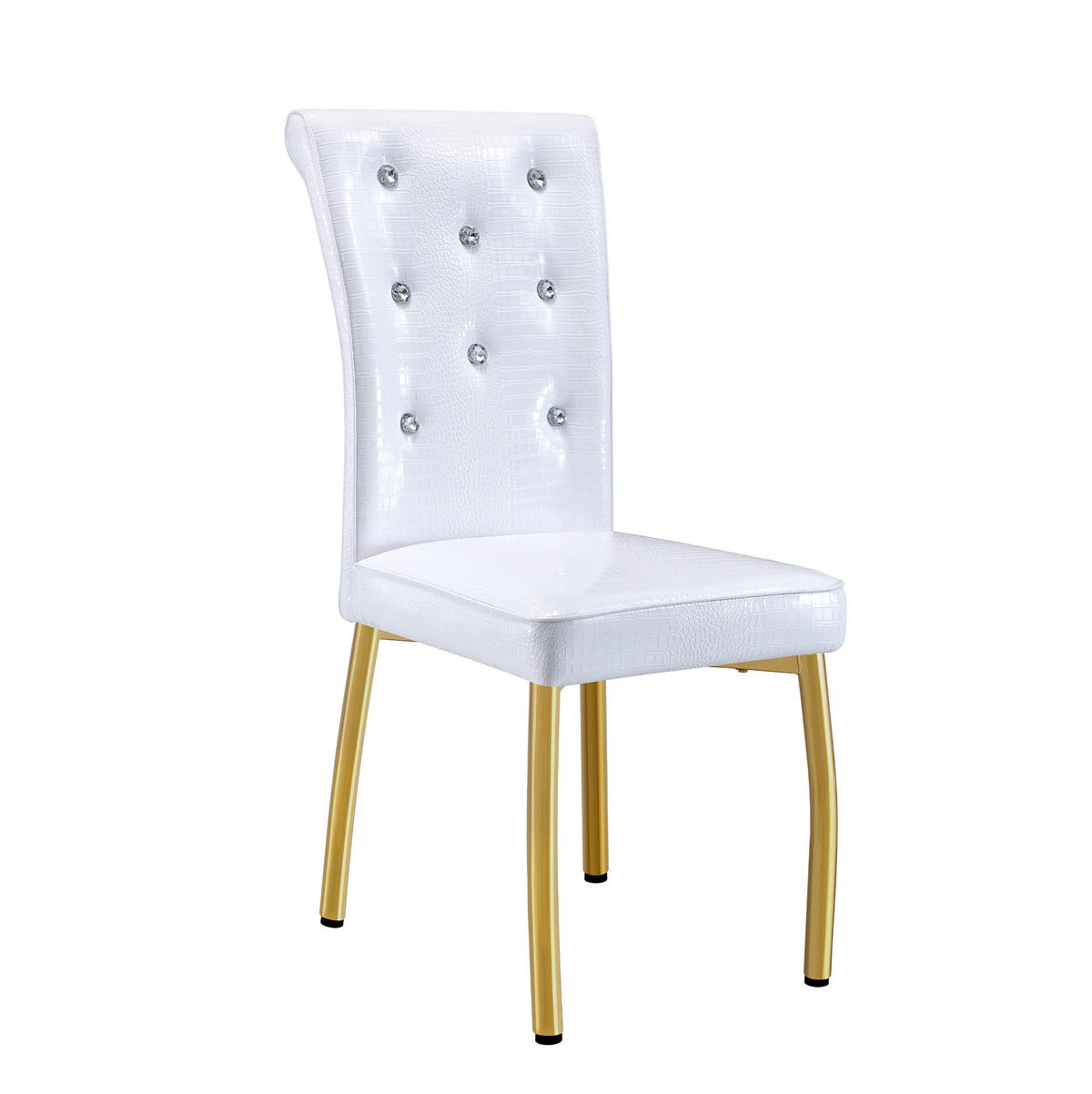 ESSZIMMERSTUHL 2er-Set gepolstert PVC Weiß mit goldfarbenen Metallbeinen - Goldfarben, Metall (42/101/61.5cm) - Meubliv