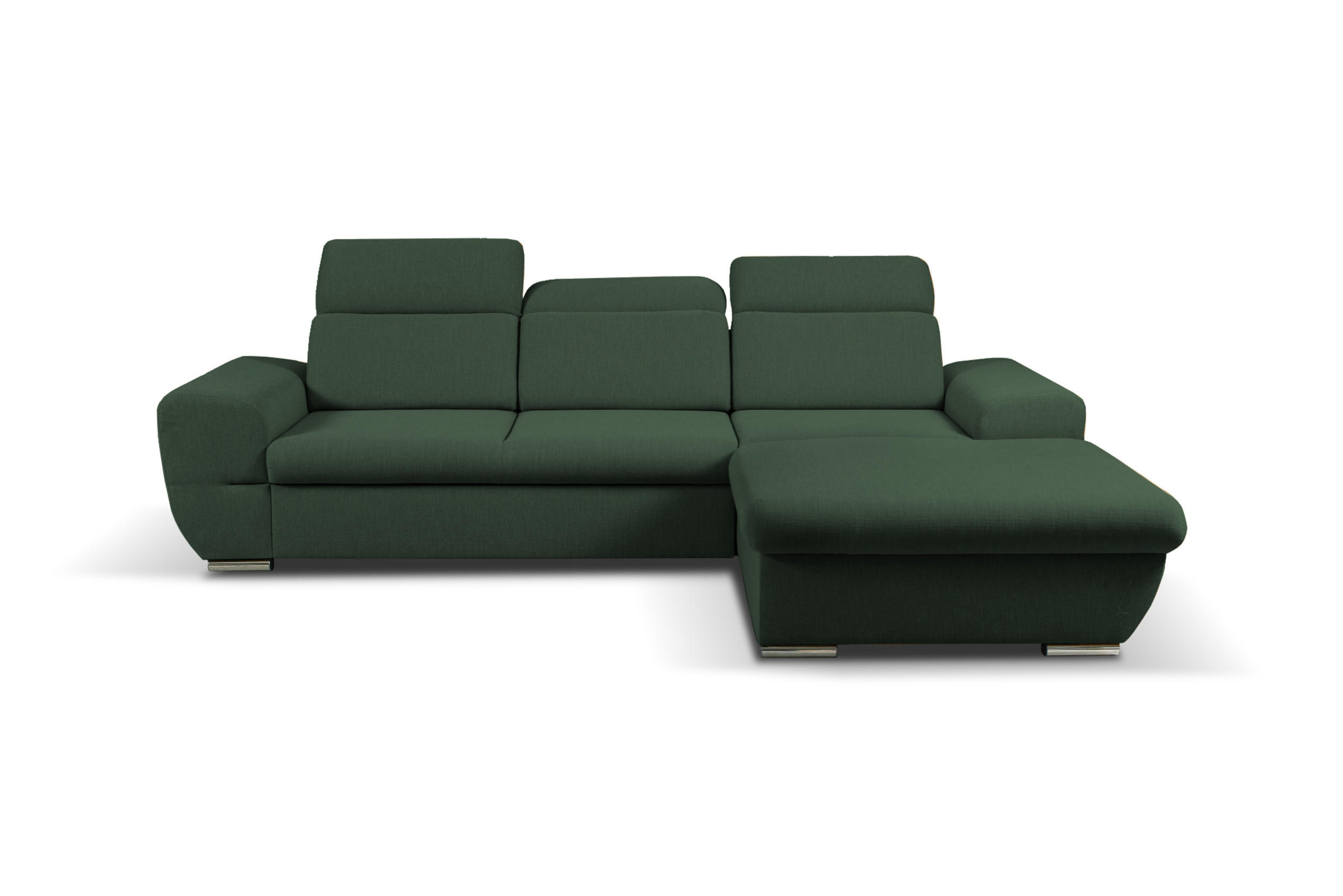 ECKSOFA - FRENSO - Rechts, Duneklgrün (Ronda 39) - Dunkelgrün, Holzwerkstoff (281/183cm) - Möblo