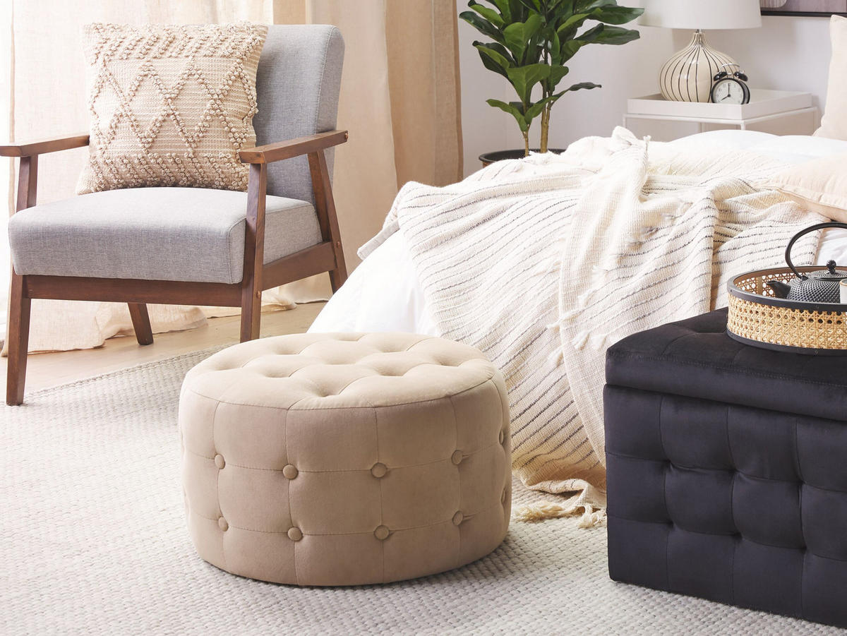 POUF Tampa 55/55/30 cm - Beige, Textil (55/30/55cm) - Beliani