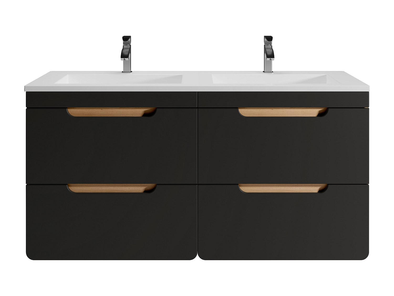 DOPPELWASCHTISCH - 120 cm x 46 cm - Holz, Platte - Anthrazitgrau, Naturfarben Hell - ARUBA - Anthrazit/Naturfarben, Holz (120/59/46cm) - Vente-Unique