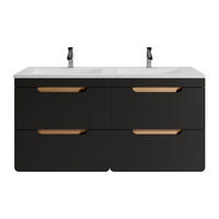DOPPELWASCHTISCH - 120 cm x 46 cm - Holz, Platte - Anthrazitgrau, Naturfarben Hell - ARUBA - Anthrazit/Naturfarben, Holz (120/59/46cm) - Vente-Unique