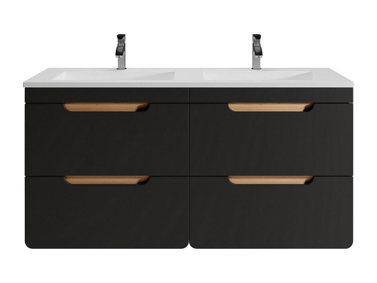 DOPPELWASCHTISCH - 120cm x 46cm - Holzspan - anthrazitgrau, naturfarben hell - ARUBA - Anthrazit, Holz (120/59/46cm) - Vente-Unique