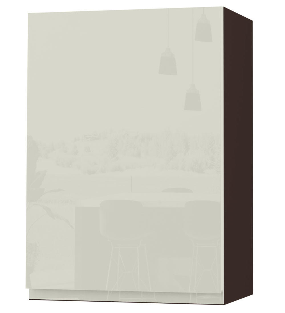 HÄNGESCHRANK Florence W2/50 Lava / RAL 1013 perlweiß HG 50 / 32,5 / 72cm - Türanschlag links - Dunkelgrau/Weiß Hochglanz, Holz/Holzwerkstoff (50/72/32.5cm) - Feldmann-Wohnen