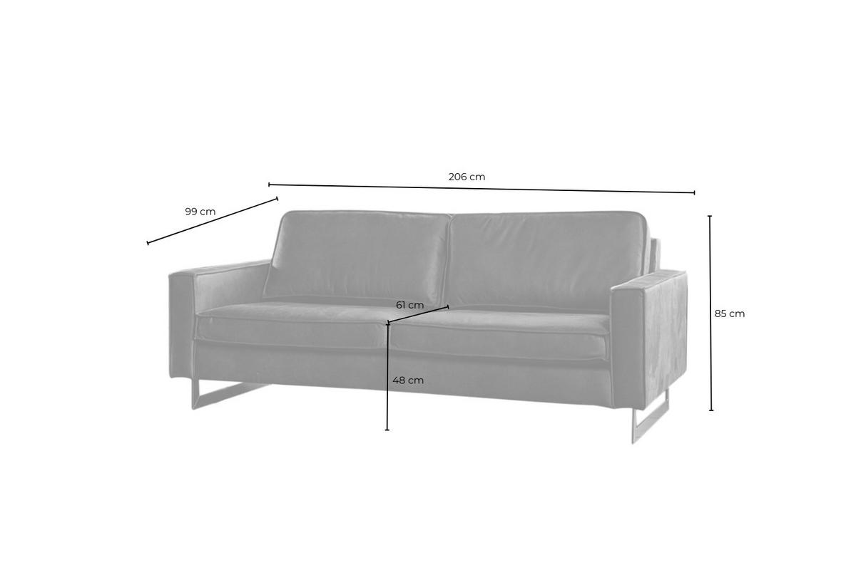 SOFA VILNIUS Schwarz Lederfaserstoff - Schwarz, Leder/Metall (206/85/99cm) - KAWOLA