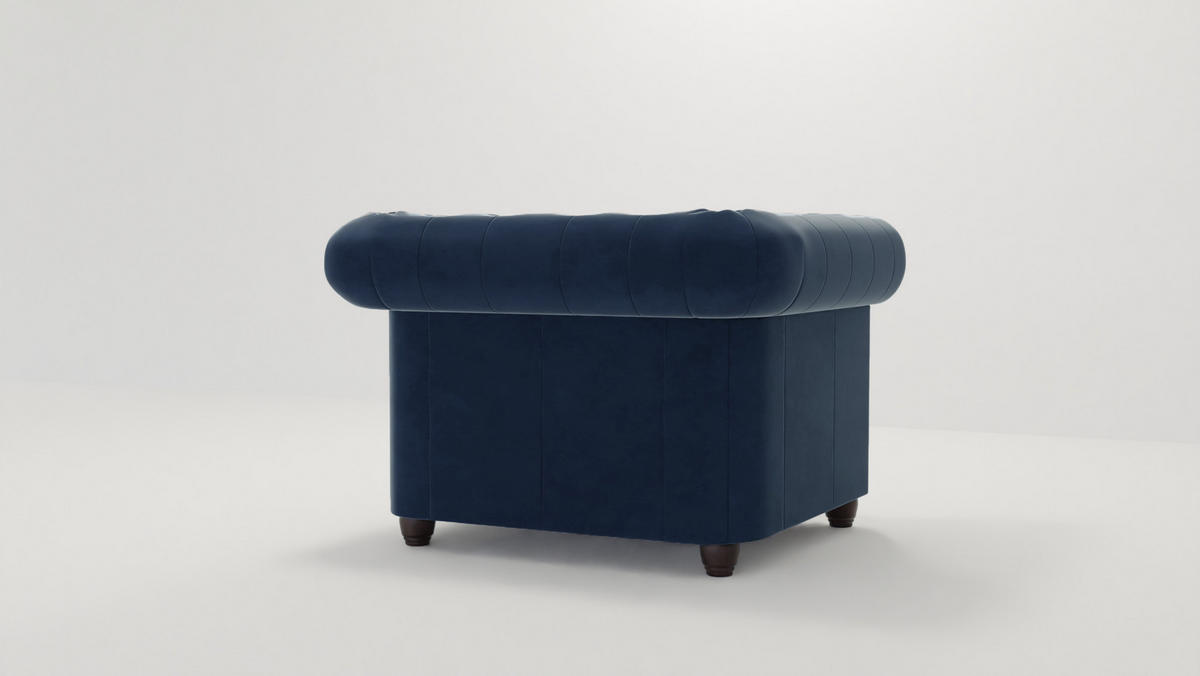 CHESTERFIELD-SESSEL Nyx Marineblau Samt - Dunkelblau/Braun, Holz/Textil (94/72/86cm) - S-Style Möbel