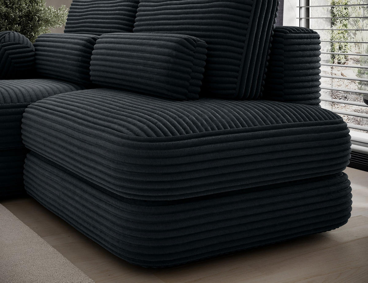 ECKSOFA RIPELI L-Form mit Schlaffunktion & Bettkasten – Modernes 3-Sitzer Sofa, Wellenfederung, 217 × 175 cm - Dunkelgrün/Schwarz, Kunststoff (217/175cm) - Wohnideebilder