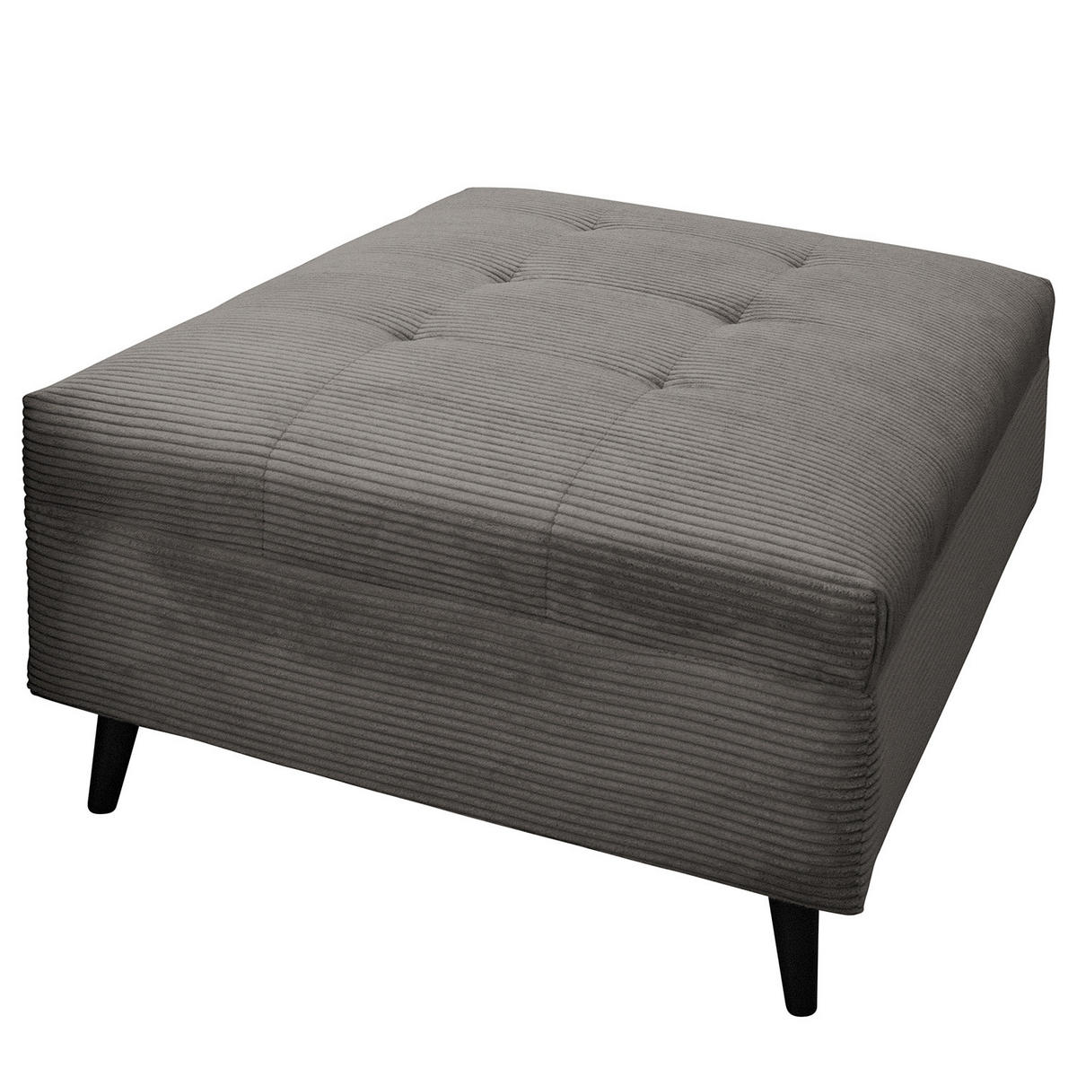 ECKSOFA mit Ottomane und Hocker - Schwarz/Grau, Birkenholz/Textil (247/174cm) - home24