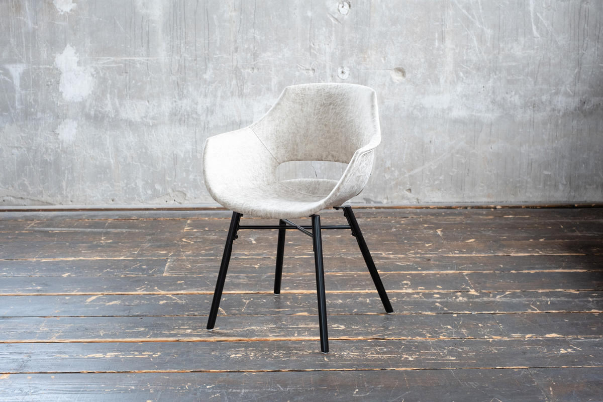 STUHL ZAJA Cremeweiß Microfaser - Creme, Textil (57/82/59cm) - KAWOLA