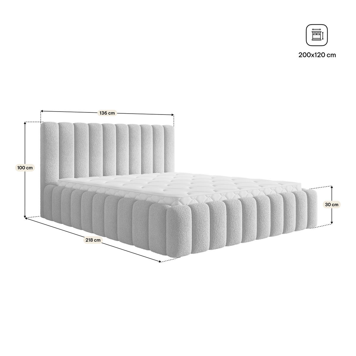 ČALOUNĚNÁ Postel TEBA 120x200 cm Medová - med, kompozitní dřevo/textil (120/200cm) - MASSENO