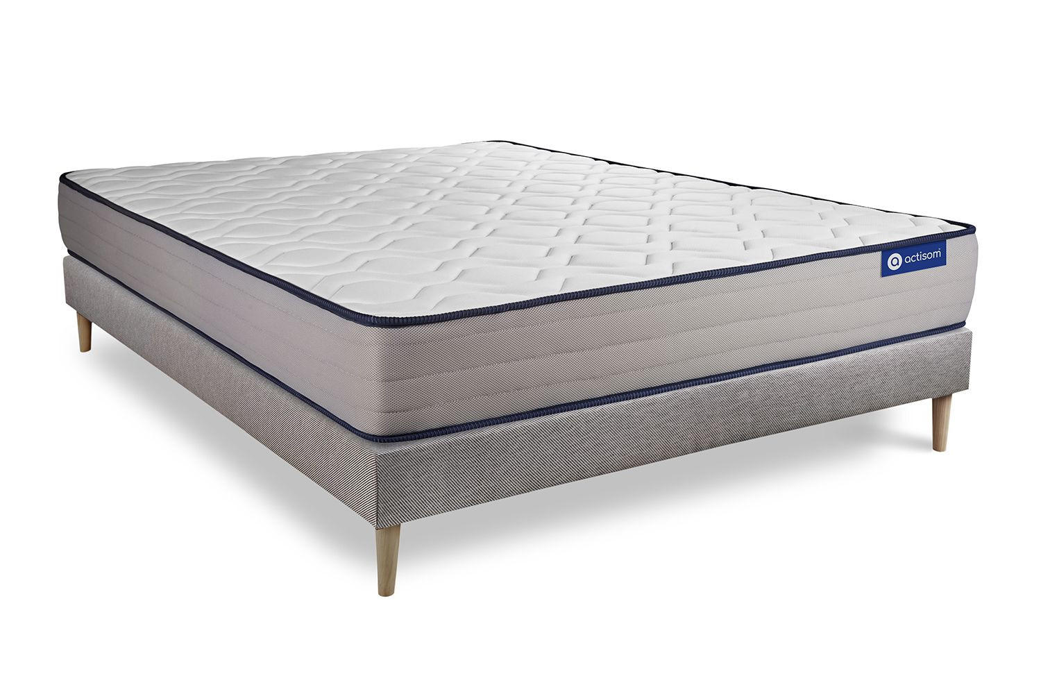 BETT Actimemo form Memory-Schaum 140 x 190 cm h3 - Kit Bettgestell Grau - Beige/Grau, Holz (140/190cm) - ACTISOM