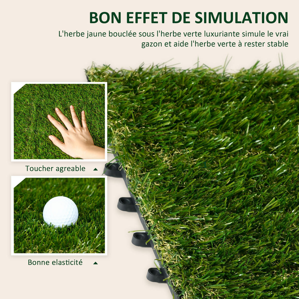 KUNSTRASENPLATTEN 10er-Set DE-13758 30x30 cm, 3,5 cm hoch Grün - Grün, Kunststoff (30/30/3.5cm) - ComfortXL