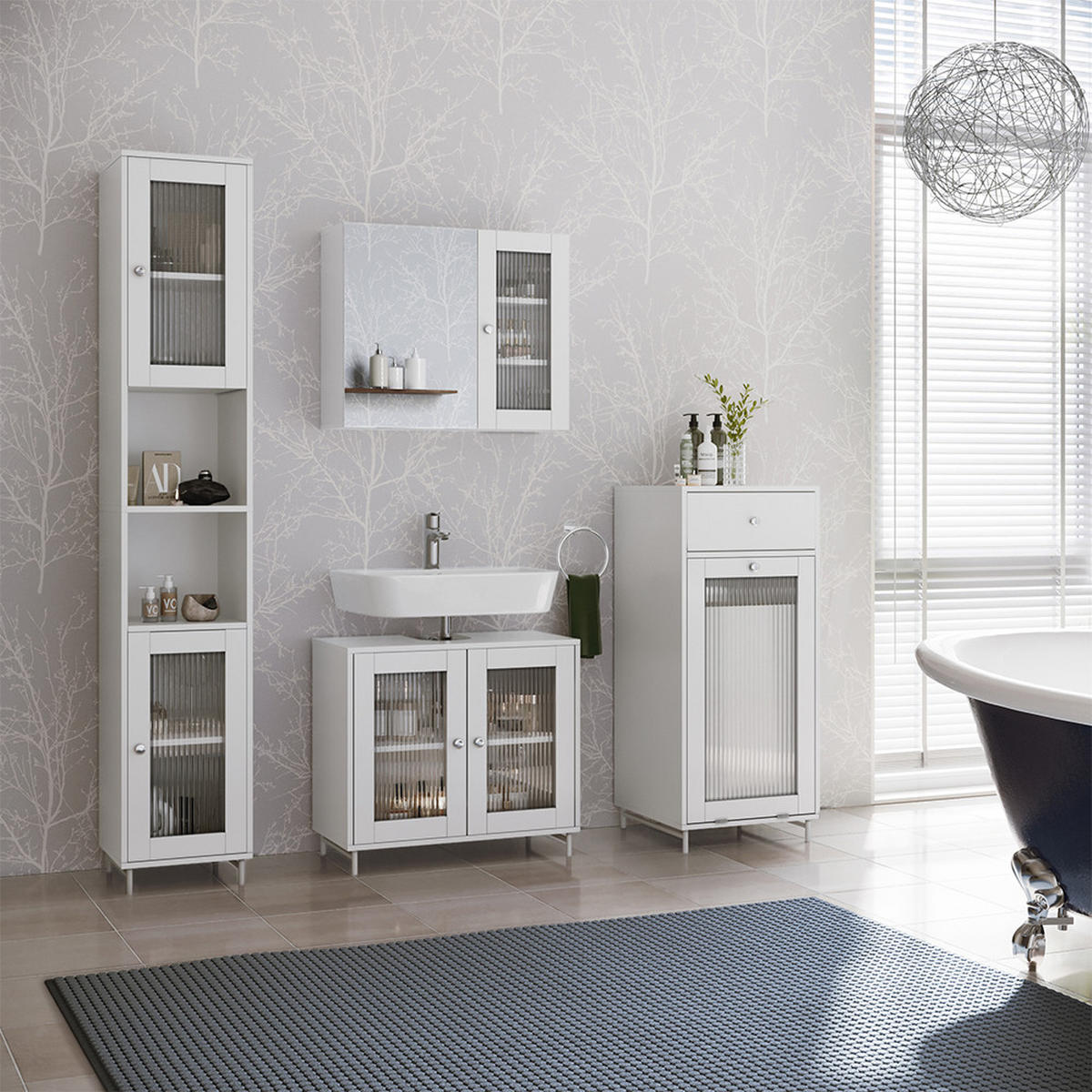 MIDISCHRANK Malte Weiß 40 x 96 cm - Weiß, Holzwerkstoff (40/96/40cm) - Vicco