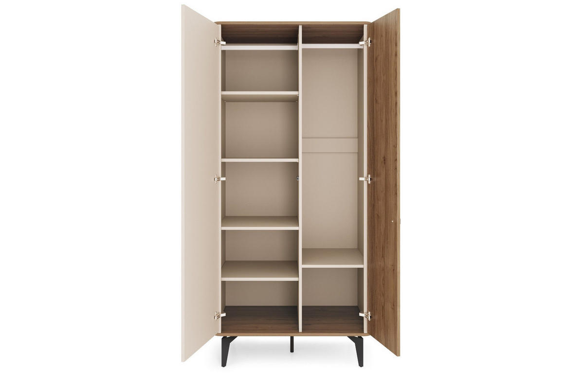 KLEIDERSCHRANK AURO 01 88/190/52 cm in Kaschmir / Royal Nussbaum - Kaschmir/Nussbaumfarben, Holzwerkstoff (88/190/52cm) - Deine Möbel 24