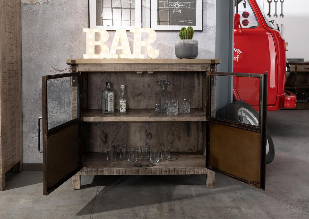 SIDEBOARD Mango 100x40x90 braun lackiert HEAVY INDUSTRY #227 - Braun, Holz (100/90/40cm) - Massivmoebel24