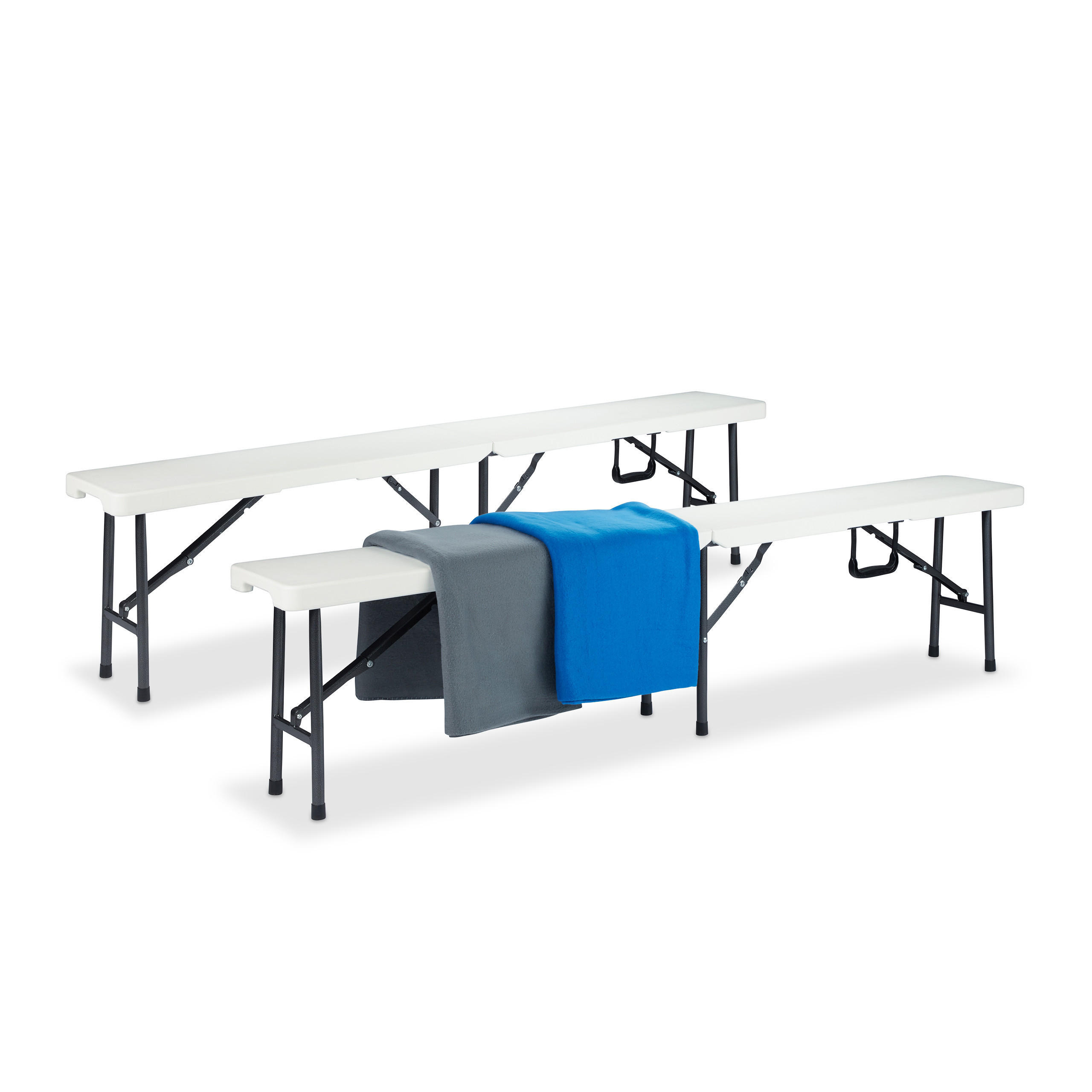 Relaxdays LAVICE Bílá 2er-Set skládací plast kov 181 cm