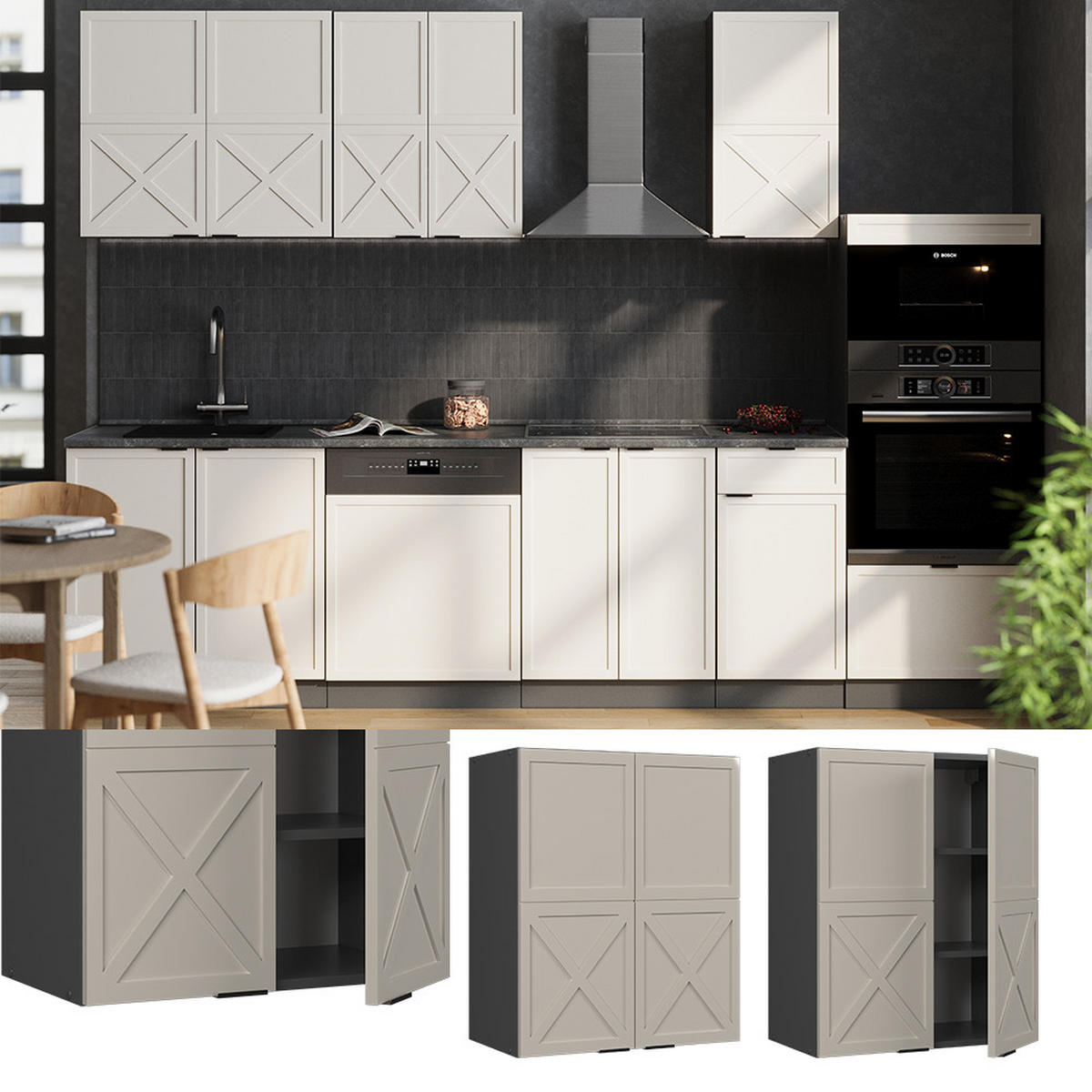 HÄNGESCHRANK Fame-Line GrauBeige 60 cm - Anthrazit/Grau, Holzwerkstoff (60/72/34.1cm) - Vicco