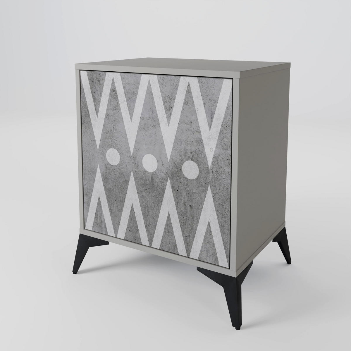 SIDEBOARD SHARP EDGES, Grau, 57,5x42x77,5 cm, Schräge Buchenholzfüße - Buchefarben/Multicolor, Holzwerkstoff/Buchenholz (57.5/77.5/42cm) - SpaceRebels