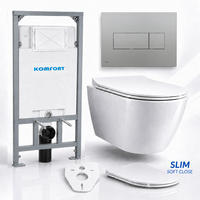 WC-SET ROLO Weiß, Slim-Sitz, Vorwandelement und Betätigungsplatte M372 Chrom - Weiß, Keramik (53/119.5/48.5cm) - bad land