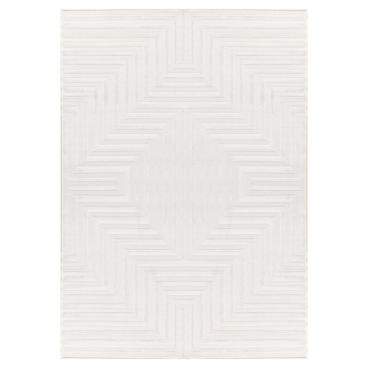 TEPPICH Kurzflor 3D-Muster Polypropylen Wohnzimmer Creme Rechteckig 140x200 - Beige, Textil (140/200cm) - KADIMA DESIGN