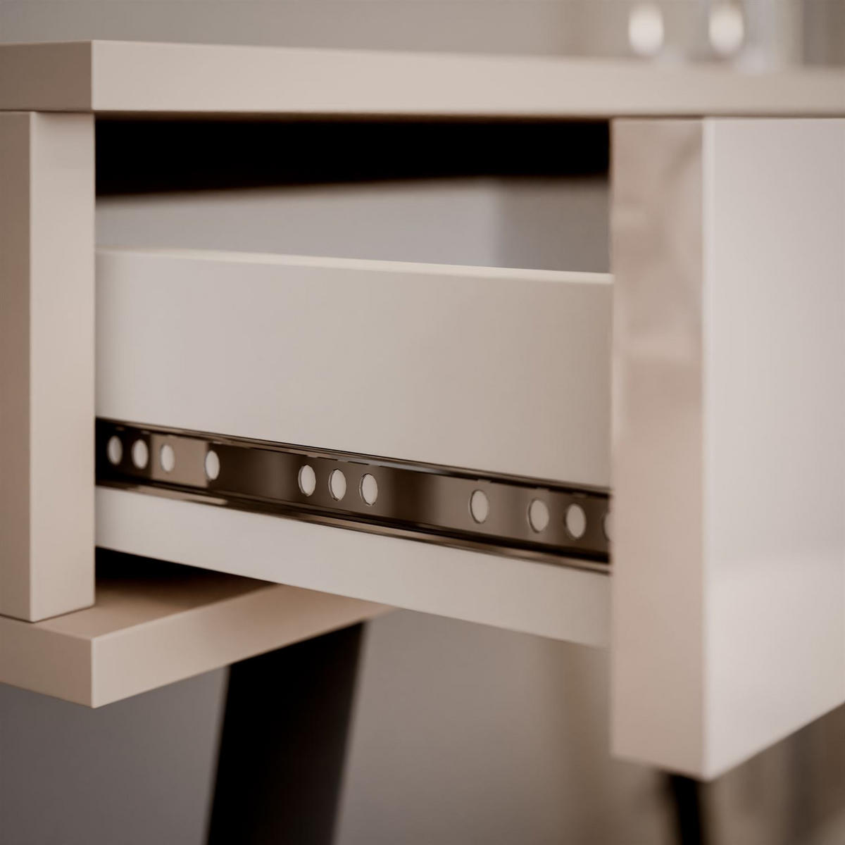 KONSOLE SIENNA KASCHMIR auf schrägen schwarzen Beinen PUSH OPEN - Kaschmir, Holzwerkstoff (100/81/42cm) - Lookway