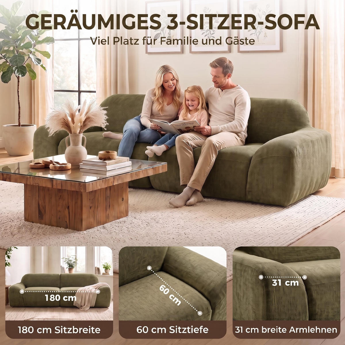 2-SITZER Sofa Dunkelgrün 244.0/95.0/70.0 cm - Dunkelgrün, Textil (95/70/244cm)