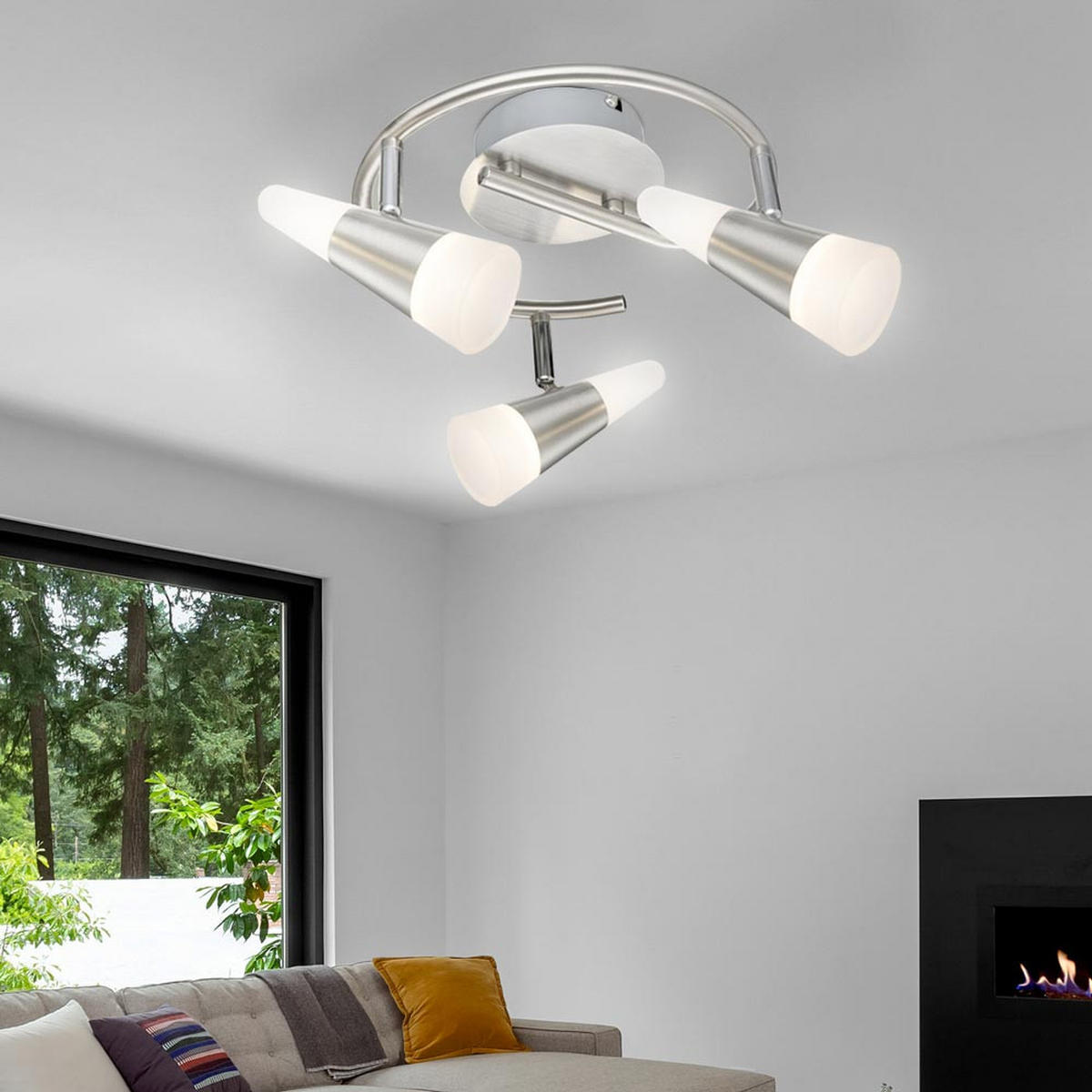 LED DECKENLEUCHTE Rondell Silber matt - Silberfarben, Metall (25/25/16cm) - Globo Lighting