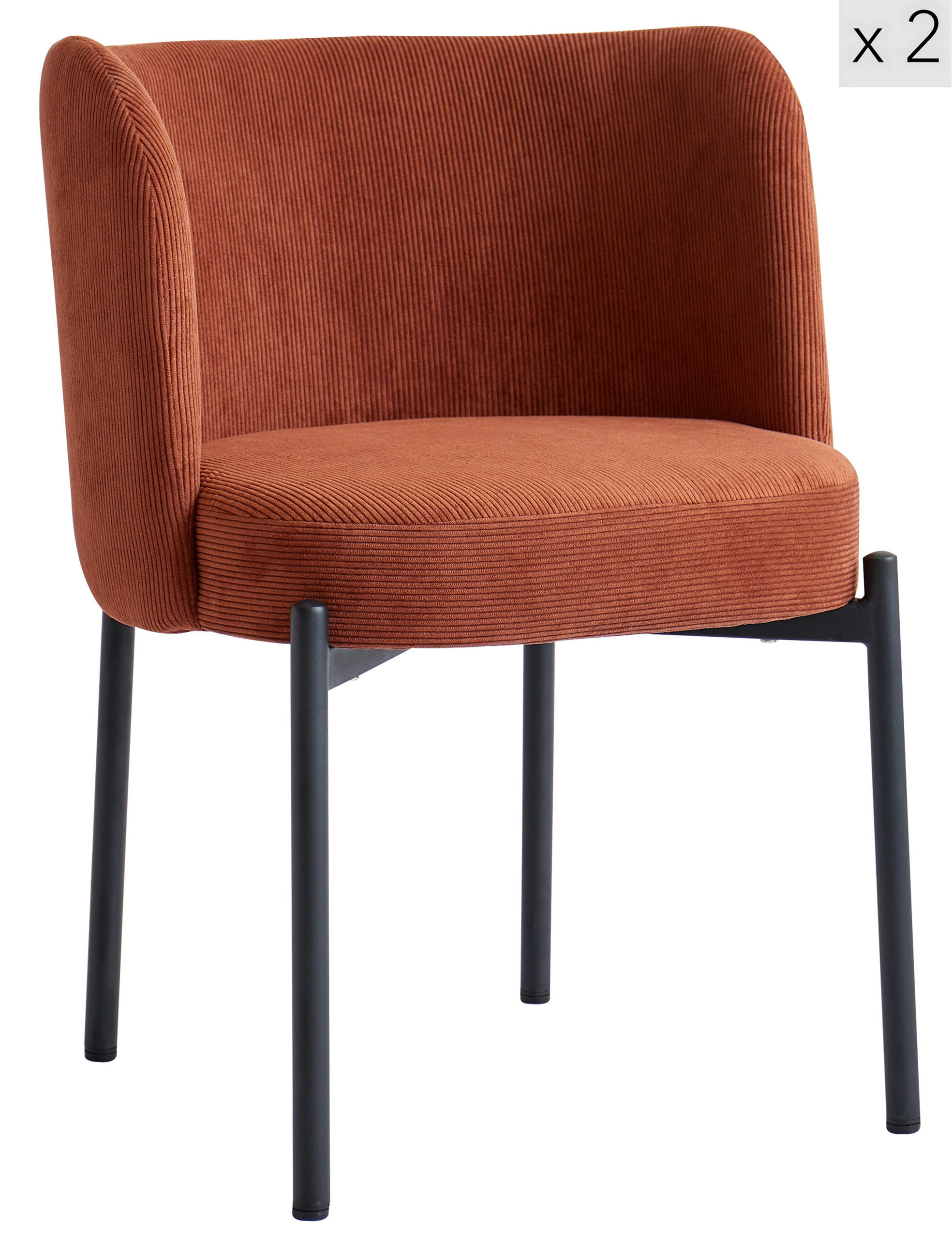 STUHL 2er-Set Samt Terrakotta - Rot, Textil (50/76/60cm) - Nordlys