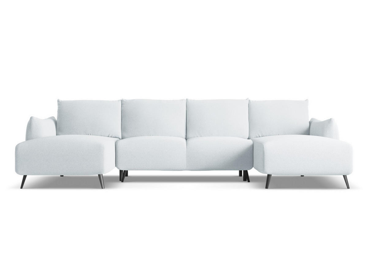 WOHNLANDSCHAFT Chenille Stoff Blau - Blau/Schwarz, Textil/Metall (317/86/162cm) - Makamii