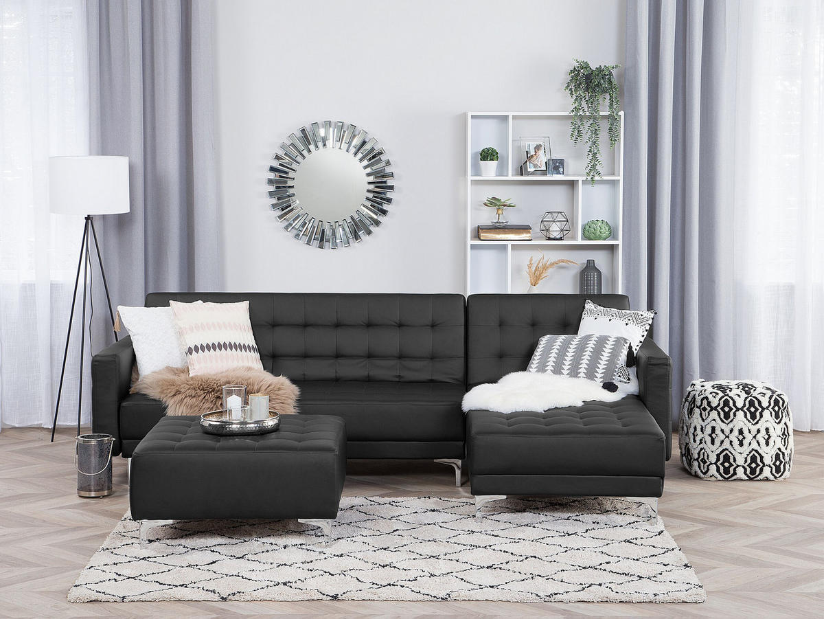 ECKSOFA Kunstleder Schwarz rechtsseitig Aberdeen - Schwarz, Textil (267/168cm) - Beliani