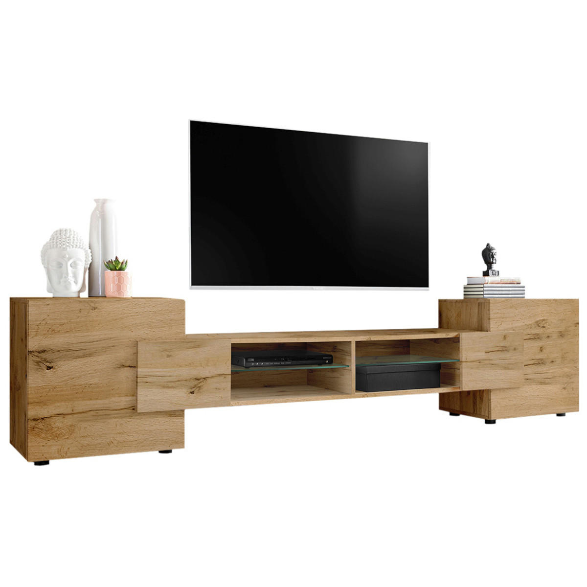 LOWBOARD MERANO Eiche Wotan - Eiche Wotan, Glas/Holzwerkstoff (230/52.5/35cm) - Komodee