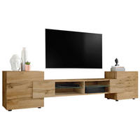 LOWBOARD MERANO Eiche Wotan - Eiche Wotan, Glas/Holzwerkstoff (230/52.5/35cm) - Komodee