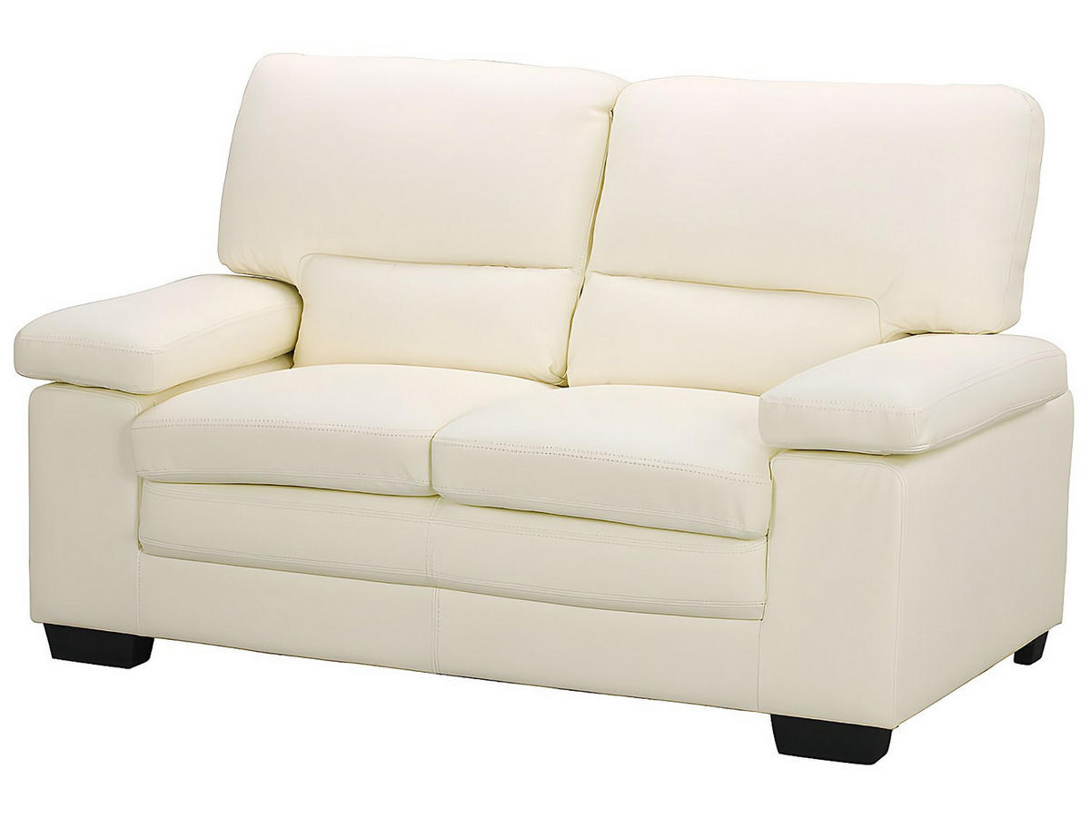 COUCHGARNITUR mit Sessel - 6 Personen - leder - elfenbeinfarben Mimas - Weiß, Leder (162/97/89cm) - Vente-Unique