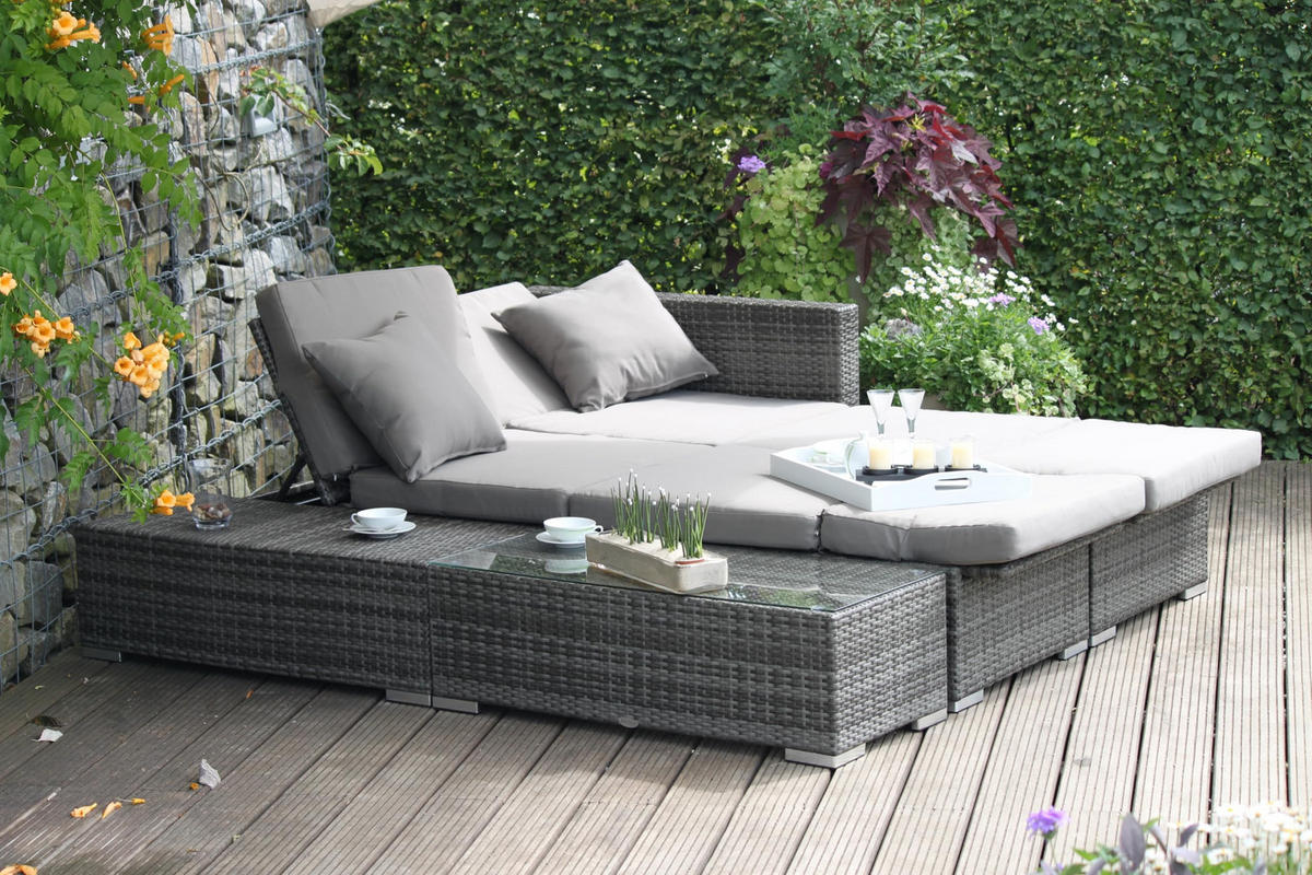 GARTENLOUNGESET Uwe grau Gartengarnitur - Grau, Kunststoff - DELUKE