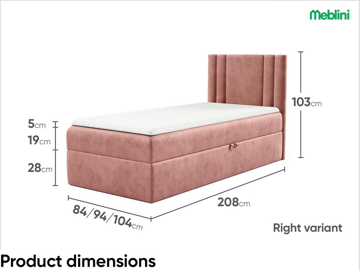 KINDERBETT CARDI - Pink, Holzwerkstoff (94/208cm) - Meblini