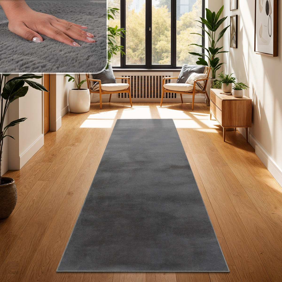 HOCHFLORTEPPICH 80/300 cm Soft 380 - Anthrazit, Textil (80/300cm) - Paco Home